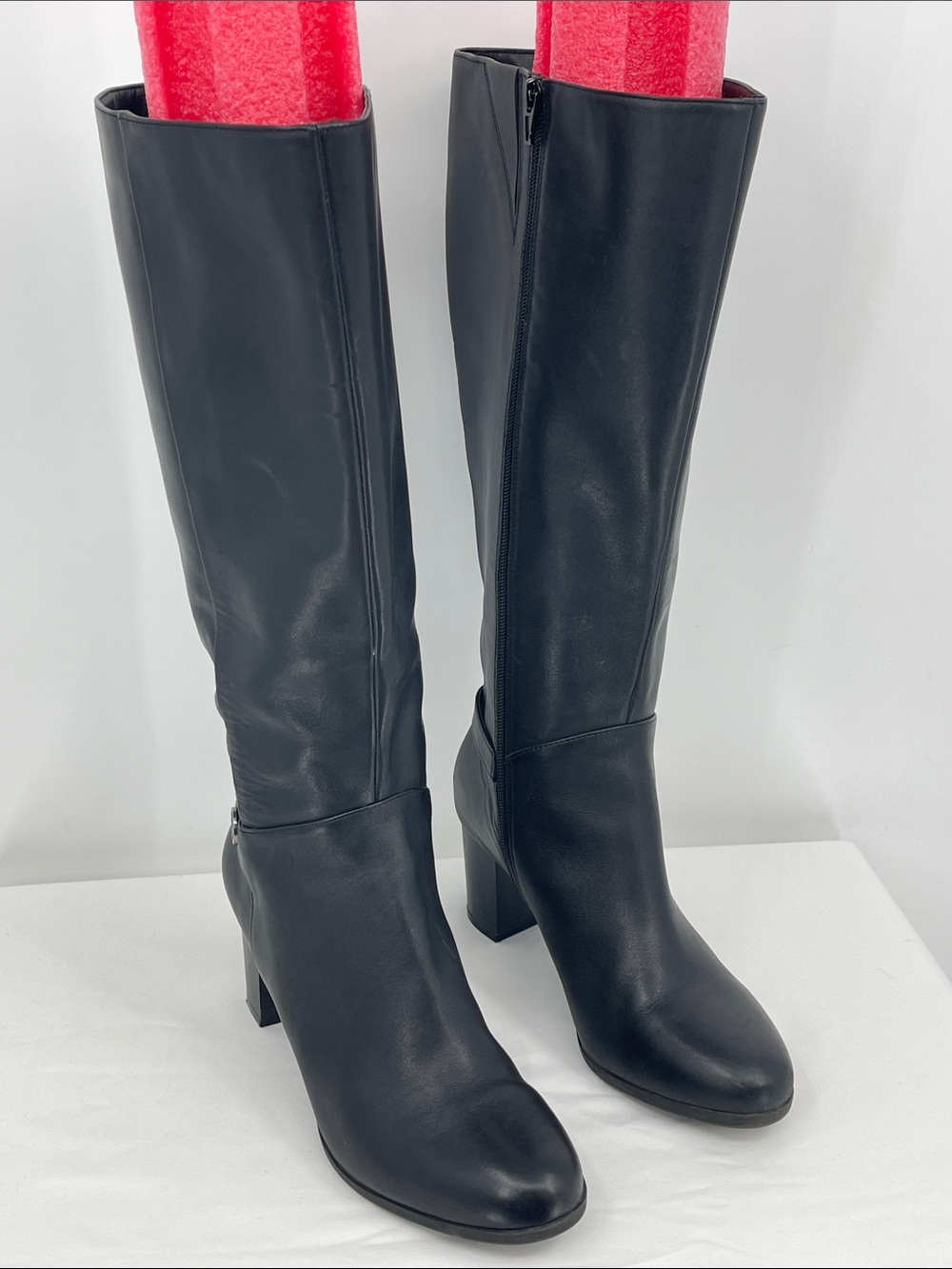 GIANI BERNINI  Black Knee-High Leather Boots - Women's SIZE 10WC  EXTENDED CALF